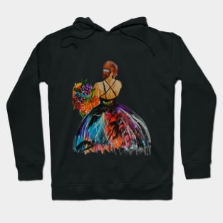 Girl with Bouquet: Radiant Elegance Hoodie